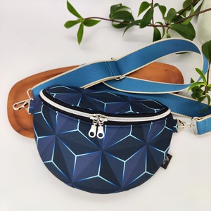 Aldda övtáska, crossbody, kék geometriai 3D minta - Meska.hu