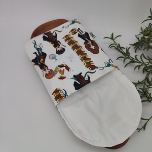 Uzsis, tízórai szütyő, tároló  - Harry Potter minta, fehér alapon Harry, Hermione és könyvek - táska & tok - uzsonna- & ebéd tartó - szendvics csomagoló - Meska.hu