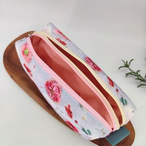 Dupla cipzáras tároló, neszeszer, tolltartó rózsás 3D hatás  - táska & tok - neszesszer - Meska.hu