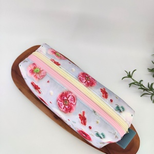 Dupla cipzáras tároló, neszeszer, tolltartó rózsás 3D hatás  - táska & tok - neszesszer - Meska.hu