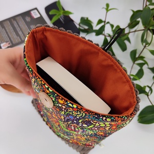 Könyvtok  zöld-narancs minta, barna kord - könyv & zene - könyvtok - Meska.hu