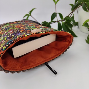 Könyvtok  zöld-narancs minta, barna kord - könyv & zene - könyvtok - Meska.hu