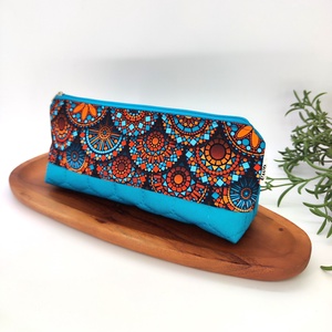 Tolltartó / neszeszer barna türkiz mandala minta, Otthon & Életmód, Papír, írószer, Tolltartó & Ceruzatekercs, Varrás, MESKA