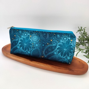 Tolltartó / neszeszer türkiz zöld virág minta, Otthon & Életmód, Papír, írószer, Tolltartó & Ceruzatekercs, Varrás, MESKA