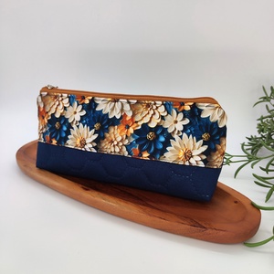 Tolltartó / neszeszer kék- arany-  narancsos virág 3D minta, Otthon & Életmód, Papír, írószer, Tolltartó & Ceruzatekercs, Varrás, MESKA