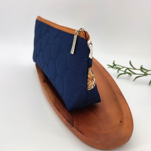 Tolltartó / neszeszer kék- arany-  narancsos virág 3D minta - otthon & életmód - papír, írószer - tolltartó & ceruzatekercs - Meska.hu