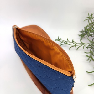 Tolltartó / neszeszer kék- arany-  narancsos virág 3D minta - otthon & életmód - papír, írószer - tolltartó & ceruzatekercs - Meska.hu