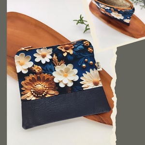 Mini cipzáros tároló - Virágos, fehér(elfogyott ), fekete és kék alapon - táska & tok - neszesszer - Meska.hu