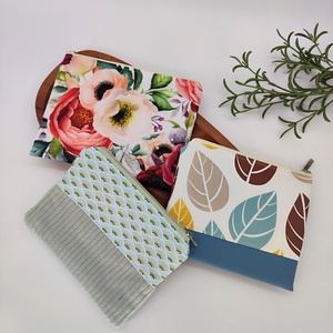 Mini cipzáros tároló - Rózsák, levelek és menta kord minta, Táska & Tok, Neszesszer, Varrás, MESKA