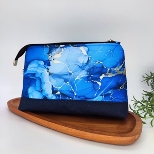 Kalandor cipzáras tároló utazó neszesszer,kék alapon márványminta, Táska & Tok, Neszesszer, Varrás, MESKA