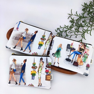 Mini cipzáros tároló - Modell stílus- Hölgyek virágokkal 1., Hölgy kutyával, Hölgyek virággal 2., Táska & Tok, Neszesszer, Varrás, MESKA