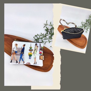 Mini cipzáros tároló - Modell stílus- Hölgyek virágokkal 1., Hölgy kutyával, Hölgyek virággal 2. - táska & tok - neszesszer - Meska.hu