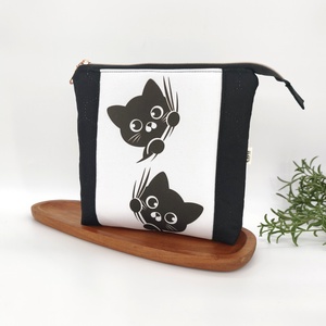 Bella utazó neszesszer / fekete cicák fehér alapon minta            , Táska & Tok, Neszesszer, Varrás, MESKA