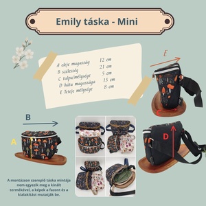 Emily crossbody Mini méret gombák fekete alapon - táska & tok - kézitáska & válltáska - vállon átvethető táska - Meska.hu