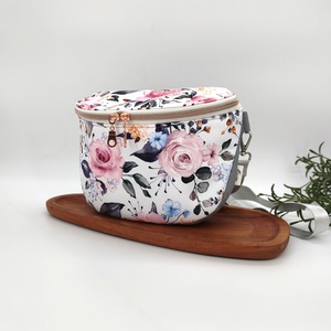Emily crossbody / oldaltáska Virágok szürke hátoldal kisebb fazon - Meska.hu