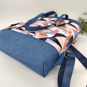 Fanni válltáska és hátitáska, kétfunkciós pasztell absztrakt minta - táska & tok - variálható táska - Meska.hu