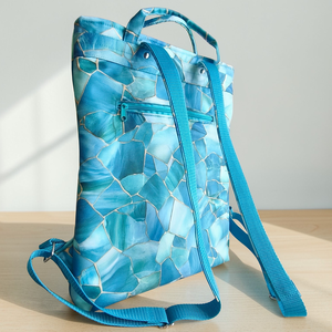 Ivett hátizsák és kézitáska, kék-türkiz márványminta - táska & tok - hátizsák - hátizsák - Meska.hu