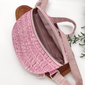 Mia crossbody, rózsaszín textilbőr övtáska testtáska - táska & tok - övtáska - Meska.hu