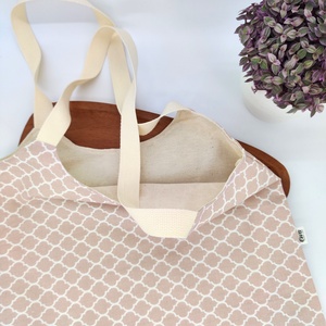 Dóra vászontáska pasztell rózsaszín marokkó minta / textilszatyor - táska & tok - bevásárlás & shopper táska - shopper, textiltáska, szatyor - Meska.hu