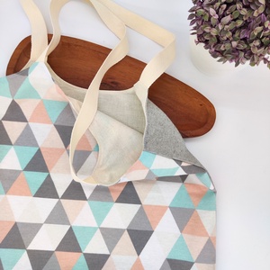 Dóra vászontáska pasztell színek, háromszög minta / textilszatyor - táska & tok - bevásárlás & shopper táska - shopper, textiltáska, szatyor - Meska.hu