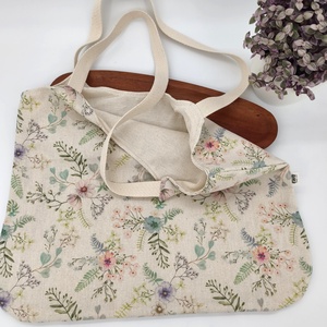 Dóra vászontáska vintage virágok / textilszatyor - táska & tok - bevásárlás & shopper táska - shopper, textiltáska, szatyor - Meska.hu