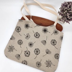 Dóra vászontáska bóbitás pitypangos virágok / textilszatyor, Táska & Tok, Bevásárlás & Shopper táska, Shopper, textiltáska, szatyor, Varrás, MESKA