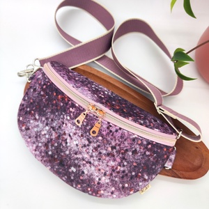 Övtáska, crossbody rózsaszín, mályva gyöngyös minta - Meska.hu