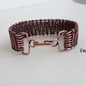 Antikolt vörösréz karkötő, egyedi, kézműves, drótékszer, réz ékszer, fonott, merev, karperec - ékszer - karkötő - karperec - Meska.hu