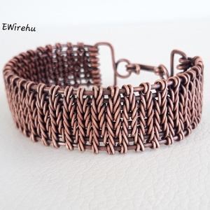 Antikolt vörösréz karkötő, egyedi, kézműves, drótékszer, réz ékszer, fonott, merev, karperec - ékszer - karkötő - karperec - Meska.hu