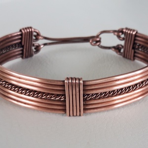 Antikolt vörösréz karperec egyedi, kézműves, drótékszer, réz ékszer - ékszer - karkötő - karperec - Meska.hu