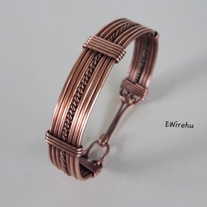 Antikolt vörösréz karperec egyedi, kézműves, drótékszer, réz ékszer - ékszer - karkötő - karperec - Meska.hu