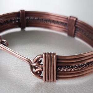 Antikolt vörösréz karperec egyedi, kézműves, drótékszer, réz ékszer - ékszer - karkötő - karperec - Meska.hu