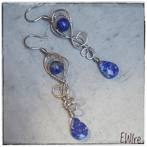 Lápisz lazuli fülbevaló, Orvosi fém fülbevaló, tünde fülbevaló, Ékszer, Fülbevaló, Lógó csepp fülbevaló, Ékszerkészítés, MESKA