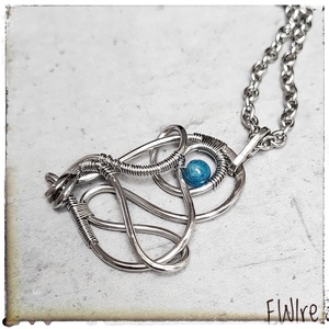 Szív medál, orvosi fém medál kék apatit ásványos drótékszer - ékszer - nyaklánc - medál - Meska.hu