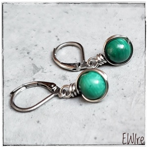 Vegyes ásványgolyós fülbevaló, kis ásványos orvosi fém fülbevaló 3, drótfülbevaló - ékszer - fülbevaló - lógós kerek fülbevaló - Meska.hu