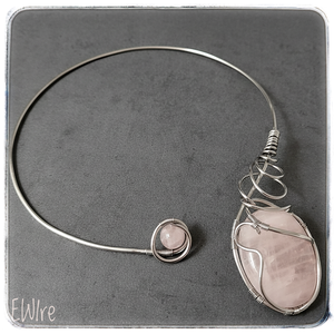 Rózsakvarc orvosi fém nyakék nyitott aszimmetrikus, Ékszer, Nyaklánc, Statement nyaklánc, Ékszerkészítés, MESKA