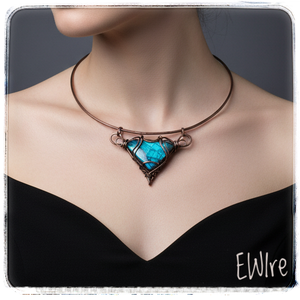 Kék labradorit nyakék vörösréz drótékszer - ékszer - nyaklánc - statement nyaklánc - Meska.hu