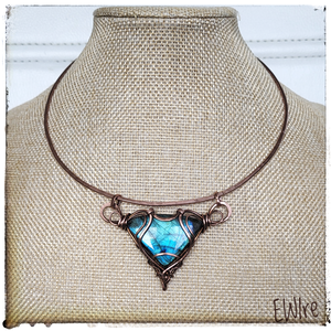 Kék labradorit nyakék vörösréz drótékszer - ékszer - nyaklánc - statement nyaklánc - Meska.hu