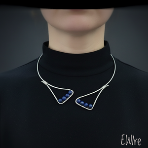 Lápisz lazuli orvosi fém nyakék, drótékszer - ékszer - nyaklánc - statement nyaklánc - Meska.hu