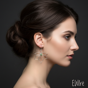 Virág orvosi fém fantázia fülbevaló jade ásványgolyóval - ékszer - fülbevaló - lógó fülbevaló - Meska.hu