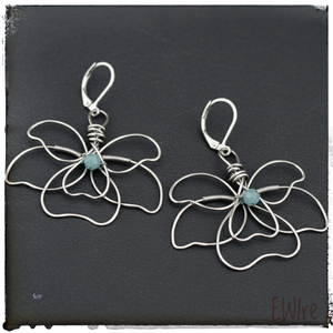 Virág orvosi fém fantázia fülbevaló amazonit ásványgolyóval - Meska.hu