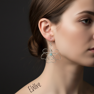 Virág orvosi fém fantázia fülbevaló amazonit ásványgolyóval - ékszer - fülbevaló - lógó fülbevaló - Meska.hu