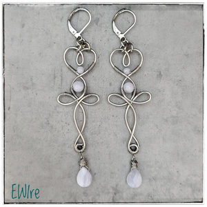 Csipkeachát kalcedon orvosi fém fantázia fülbevaló - ékszer - fülbevaló - lógó fülbevaló - Meska.hu