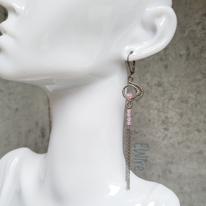 Cirkon gyöngyös hosszú fantázia fülbevaló, drótékszer - ékszer - fülbevaló - lógó fülbevaló - Meska.hu