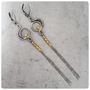 Cirkon gyöngyös hosszú fantázia fülbevaló, drótékszer, Ékszer, Fülbevaló, Lógó fülbevaló, Ékszerkészítés, MESKA