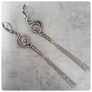 Cirkon gyöngyös hosszú fantázia fülbevaló, drótékszer - Meska.hu