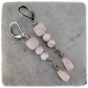 Rózsakvarc fülbevaló orvosi fém - Meska.hu