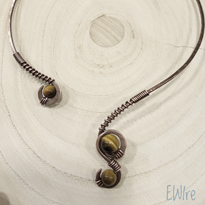 Drótékszer minimal vörösréz nyak�k tigrisszemmel - ékszer - nyaklánc - statement nyaklánc - Meska.hu