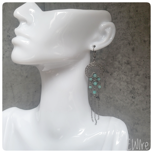 Chandelier fülbevaló amazonit ásvánnyal, csillár fülbevaló orvosi fém - ékszer - fülbevaló - csillár fülbevaló - Meska.hu