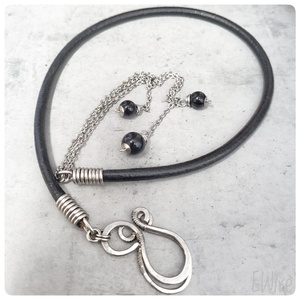 Lasszó nyaklánc 5 mm vastag bőr, orvosi fémmel és ónixszal, Ékszer, Nyaklánc, Medál nélküli nyaklánc, Ékszerkészítés, MESKA